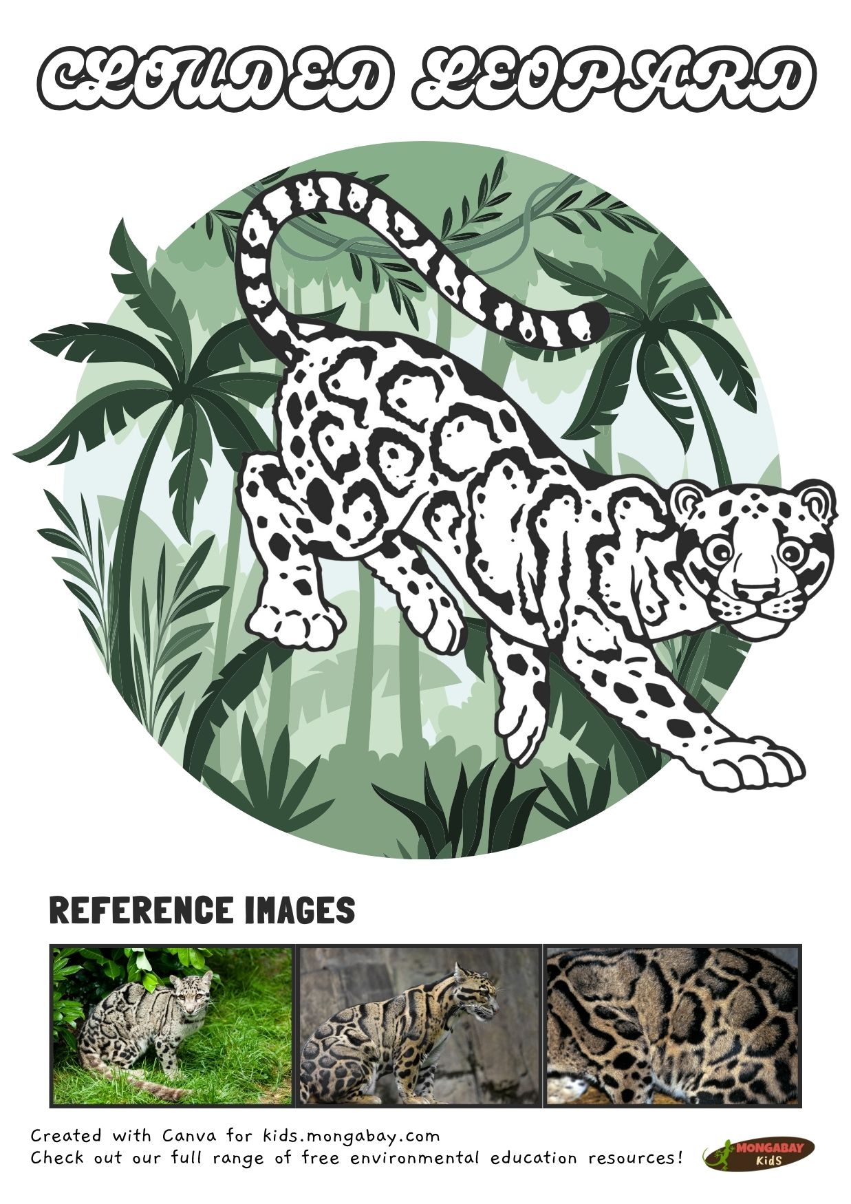 clouded leopard coloring page