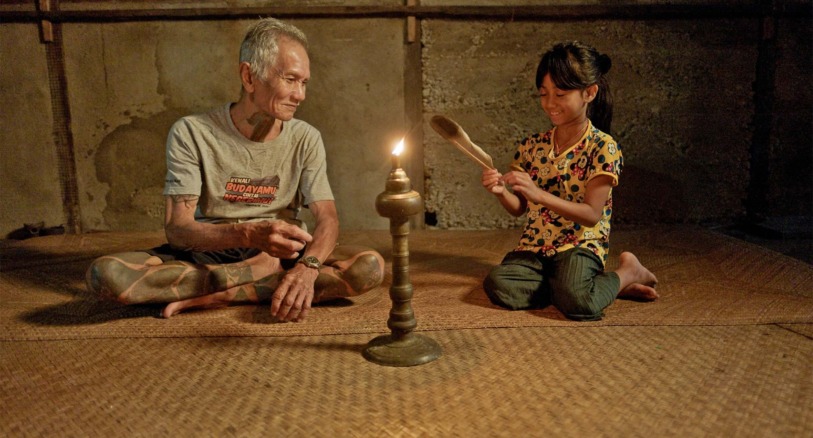 A Dayak elder with a young member in Sungai Utik.