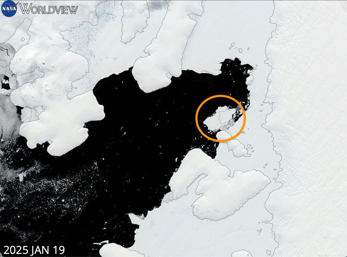 location of iceberg calving event in Antarctica