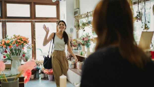A person in a flower shop