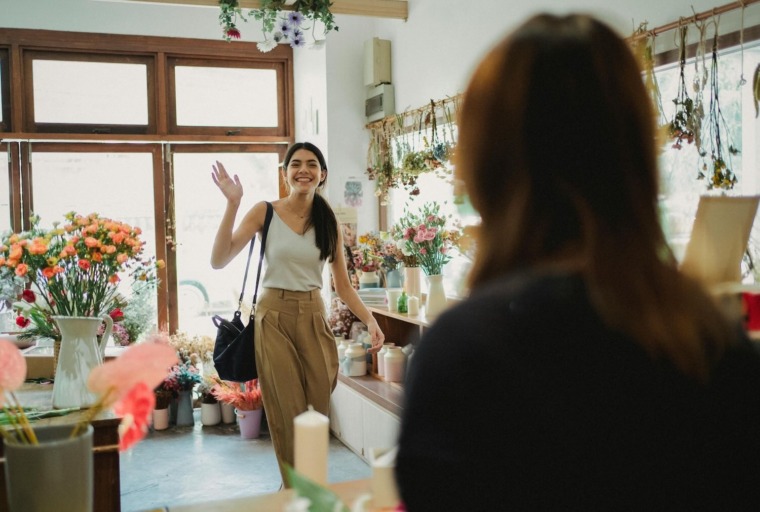 A person in a flower shop