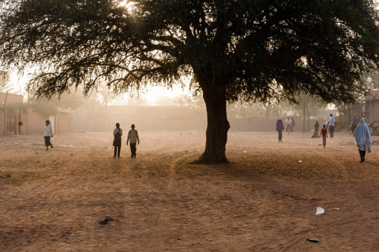 Schoolchildren walk to school in Niamey, Niger in 2013
