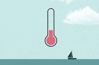 a thermometer above the ocean surface